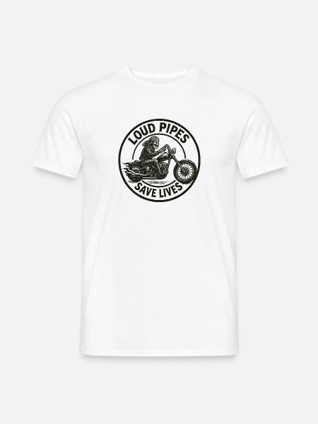 Laute Rohre retten Leben Motorrad-Design - Männer T-Shirt - Weiß