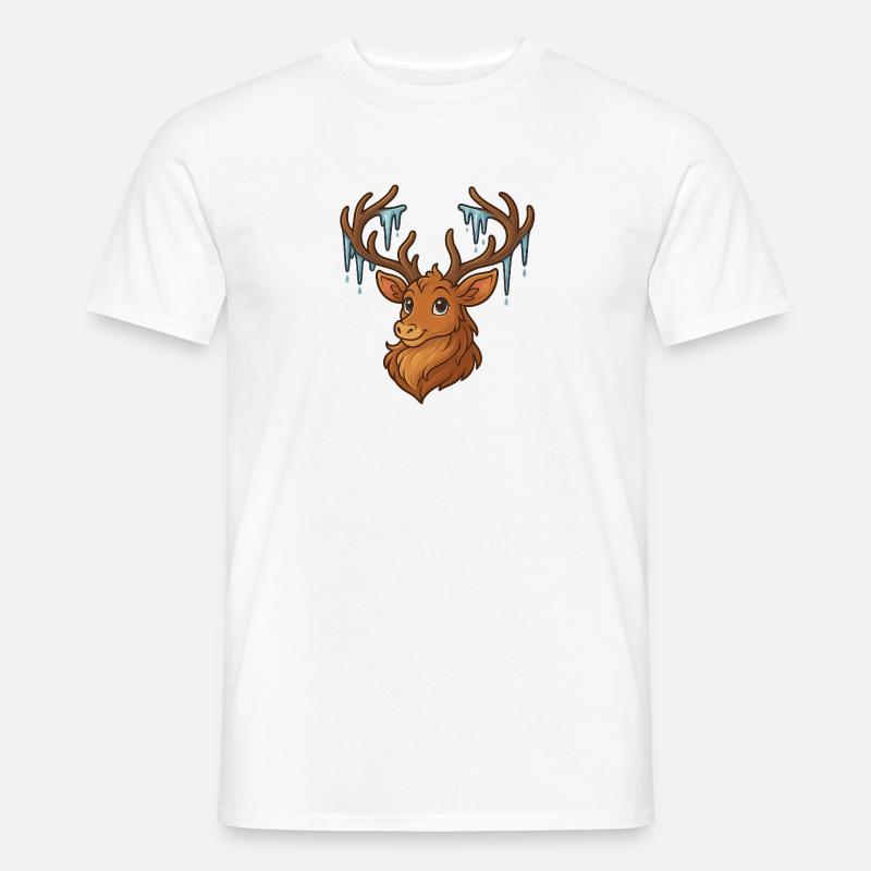 Winterhirsch mit Eiszapfen - Männer T-Shirt - Weiß