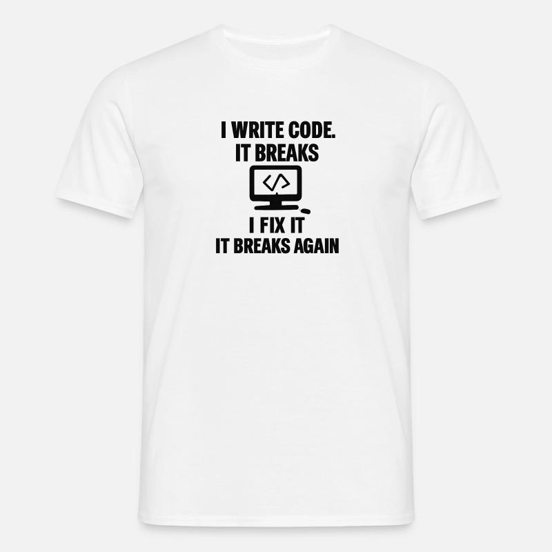 I Write Code – Funny Programmer T-Shirt - Men's T-Shirt - white