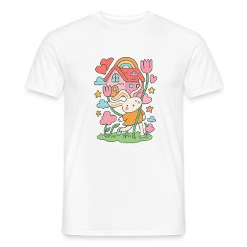 Maison de poupée lapin pastel en fleurs - T-shirt homme - blanc - Devant - AI Model Male 178 dark (178cm)