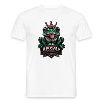 grenouille effrontée verte avec couronne et texte « Kiss me » - T-shirt homme - blanc - Devant - AI Model Male 178 dark (178cm)