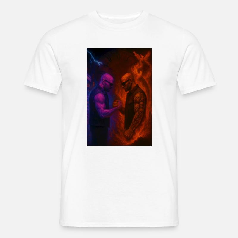 Feuer gegen Eis Duell der Elemente - Männer T-Shirt - Weiß