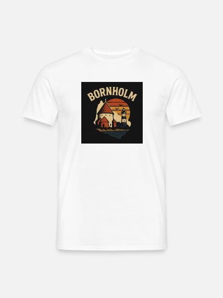 Bornholm-Sonnenuntergang am Leuchtturm und Hafen - Männer T-Shirt - Weiß
