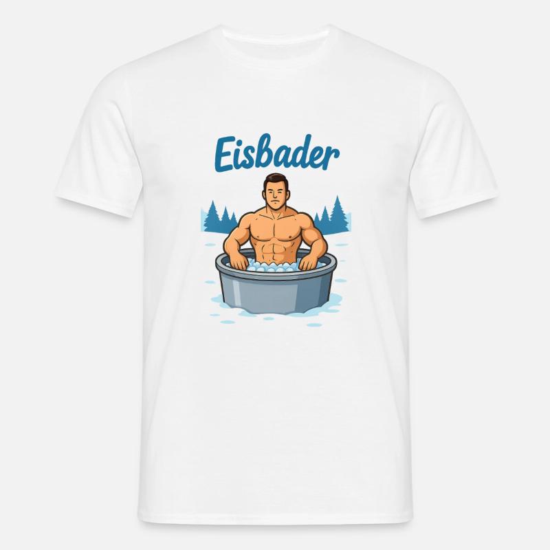 Eisbader Muskelmann im Eisbad - Men's T-Shirt - white