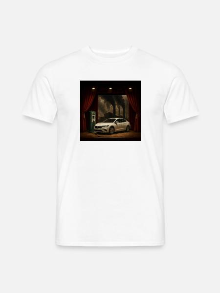 Elektroauto auf der Rauchszene - Männer T-Shirt - Weiß