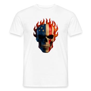 Flaming Flag Skull - Men's T-Shirt - white - Front - AI Model Male 178 dark (178cm)