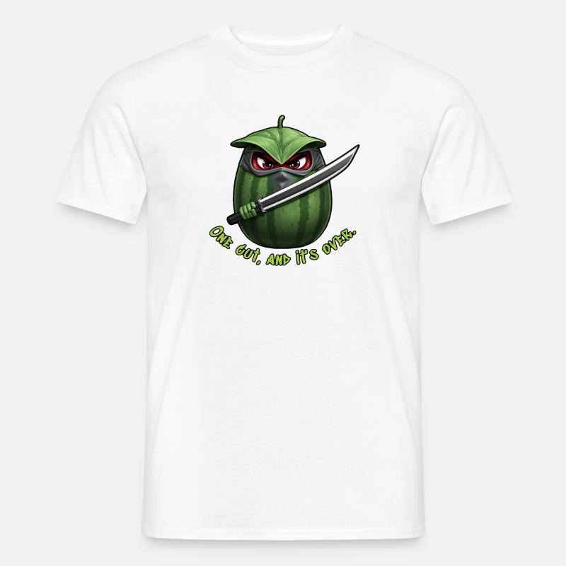 Wassermelone Ninja: Ein Schnitt Ende - Männer T-Shirt - Weiß