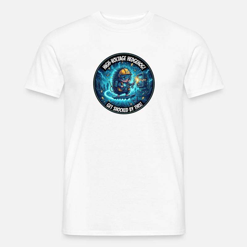 Hochspannung Igel: Stromschock-Design - Männer T-Shirt - Weiß