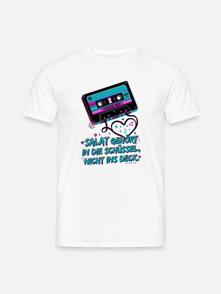 Retro Kassette Audio Band Salat - Männer T-Shirt - Weiß