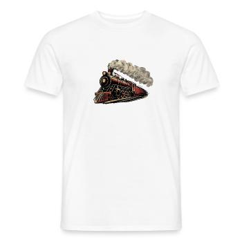 Locomotive à vapeur vintage en train rétro accéléré - T-shirt homme - blanc - Devant - AI Model Male 178 dark (178cm)