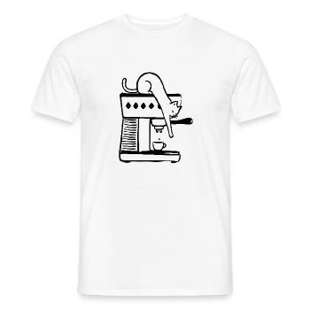 Minimalist Coffee Cat - Men's T-Shirt - white - Front - AI Model Male 178 dark (178cm)