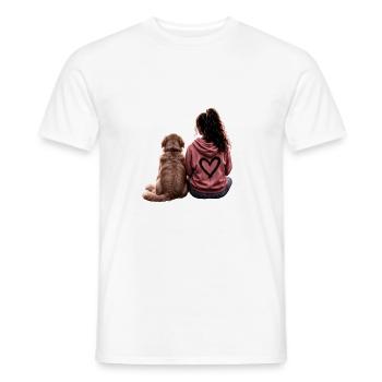 Fille avec Goldie - T-shirt homme - blanc - Devant - AI Model Male 178 dark (178cm)
