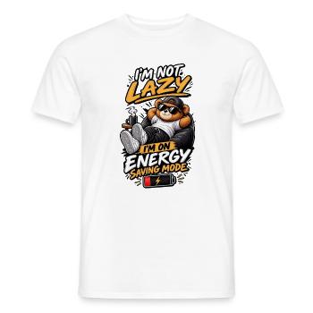 I'm Not Lazy – Energy Saving Mode - Men's T-Shirt - white - Front - AI Model Male 178 dark (178cm)