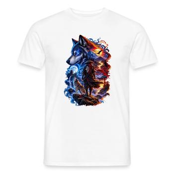 Lone Wolf Samurai: Fire and Moon - Men's T-Shirt - white - Front - AI Model Male 178 dark (178cm)