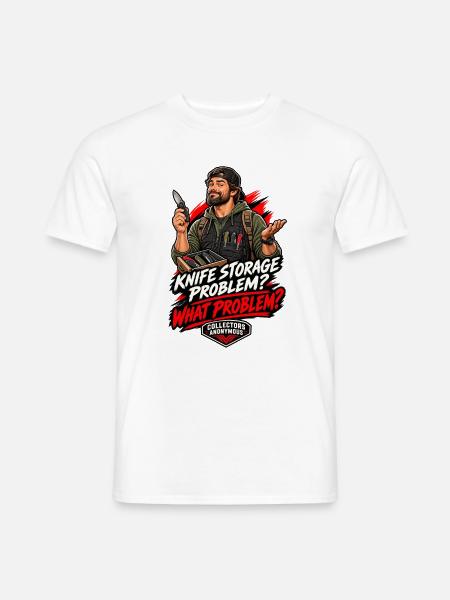 Messeraufbewahrung – Welches Problem? - Männer T-Shirt - Weiß