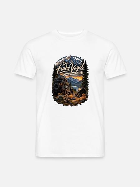 Der frühe Vogel braucht mehr Schlaf - Männer T-Shirt - Weiß