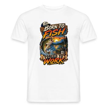 Geboren als Kind des Fischens, gezwungen, Barschfischen zu arbeiten, Papa Tee - Männer T-Shirt - Weiß - Vorne - AI Model Male 178 dark (178cm)