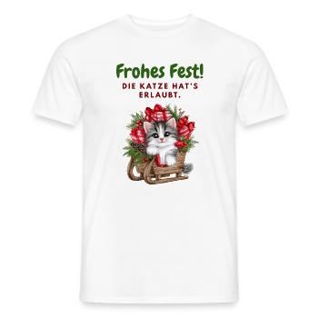 Frohes Fest... Weihnachen mit Katze - Männer T-Shirt - Weiß - Vorne - AI Model Male 178 dark (178cm)
