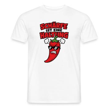 Schärfe ist eine Haltung wütende Chili Design - Männer T-Shirt - Weiß - Vorne - AI Model Male 178 dark (178cm)