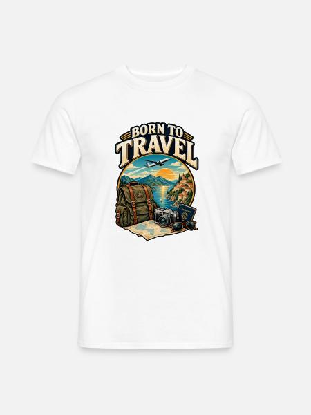 Geboren zum Reisen – Vintage-Reisen - Männer T-Shirt - Weiß