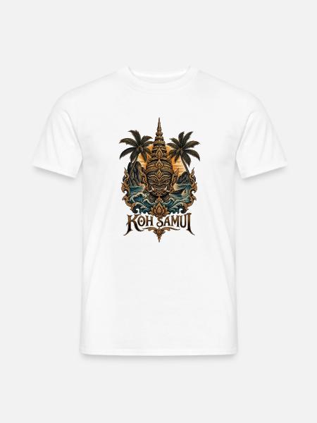 Koh Samui Tempelmaske Küstenzauber - Männer T-Shirt - Weiß