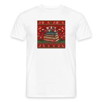 Merry Bookmas - Männer T-Shirt - Weiß - Vorne - AI Model Male 178 dark (178cm)
