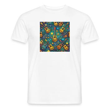 Psychedelische Gitarre Im 60er Hippie Stil - Männer T-Shirt - Weiß - Vorne - AI Model Male 178 dark (178cm)