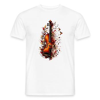 Violine mit Blumen und Musiknoten – Geige Klassik - Männer T-Shirt - Weiß - Vorne - AI Model Male 178 dark (178cm)