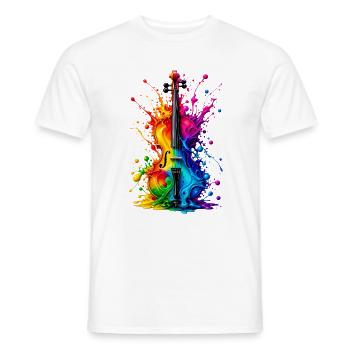 Bunte Violine Regenbogen Geige Musik Farbspritzer - Männer T-Shirt - Weiß - Vorne - AI Model Male 178 dark (178cm)