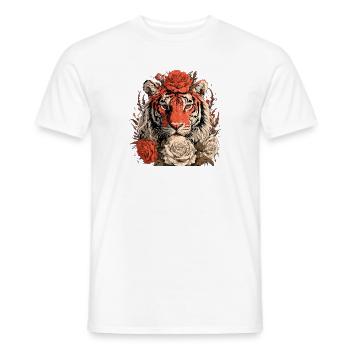 Tiger mit Blumenkrone - Männer T-Shirt - Weiß - Vorne - AI Model Male 178 dark (178cm)