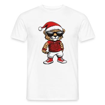Noël guépard Noël - T-shirt homme - blanc - Devant - AI Model Male 178 dark (178cm)