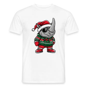 Noël de rhinocéros Noël laid - T-shirt homme - blanc - Devant - AI Model Male 178 dark (178cm)
