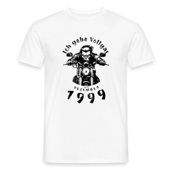 25e Verjaardag Ik geef vol gas sinds 12/1999 - Heren T-shirt - wit - Voor - AI Model Male 178 dark (178cm)