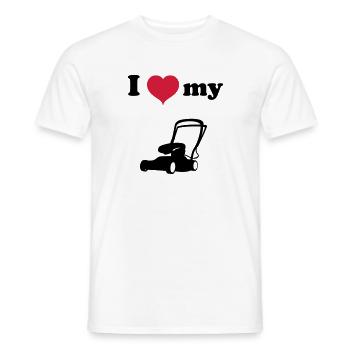 Lawn mower lawn mow green lawn grass gift - Men's T-Shirt - white - Front - AI Model Male 178 dark (178cm)