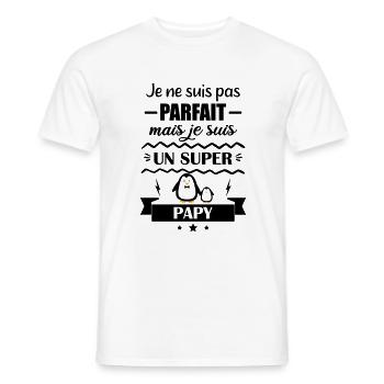 Pas parfait mais super papy, cadeau grand-père - T-shirt homme - blanc - Devant - AI Model Male 178 dark (178cm)