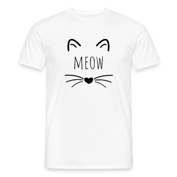 Chats cadeau miaou tête de chat - T-shirt homme - blanc - Devant - AI Model Male 178 dark (178cm)