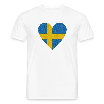 Suède drapeau coeur polygone scandinavie accueil - T-shirt homme - blanc - Devant - AI Model Male 178 dark (178cm)