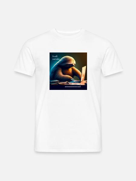 Sloth working in IT - Männer T-Shirt - Weiß
