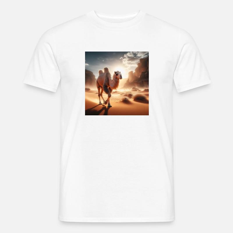 echtes Kamel in der Wüste A4 - Männer T-Shirt - Weiß