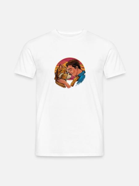 Mensch & Hund Paar Intimität - Männer T-Shirt - Weiß