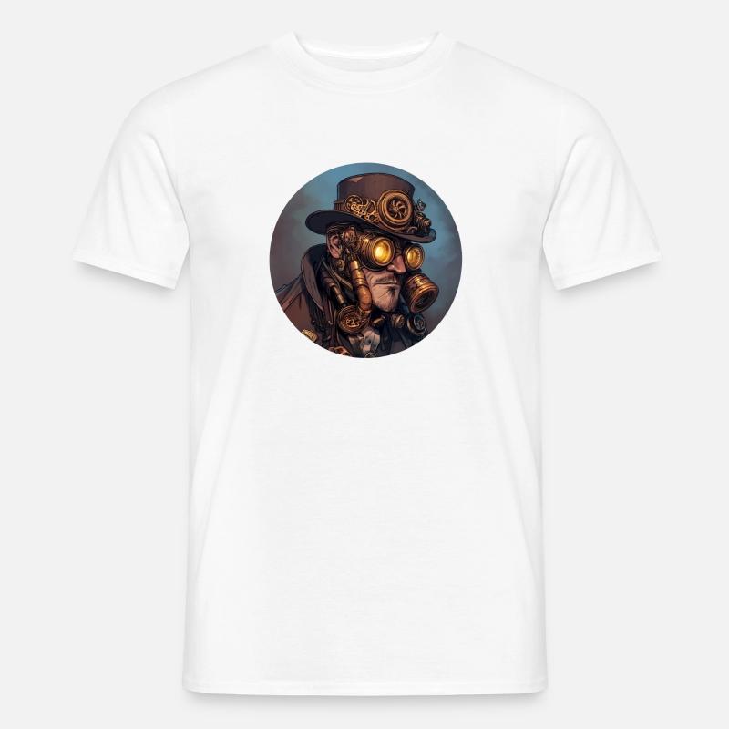 Steampunk-Style: Nostalgie trifft Technik - Männer T-Shirt - Weiß
