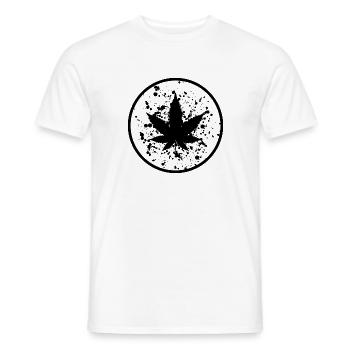 Feuille de cannabis Taches de peinture en cercle - T-shirt homme - blanc - Devant - AI Model Male 178 dark (178cm)
