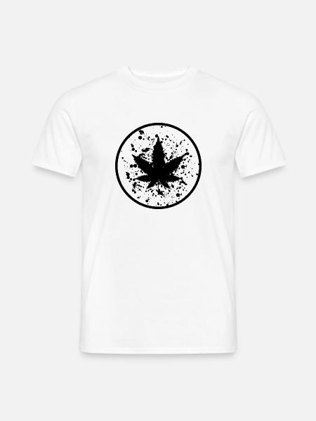 Cannabisblatt Farbklecks im Kreis - Männer T-Shirt - Weiß