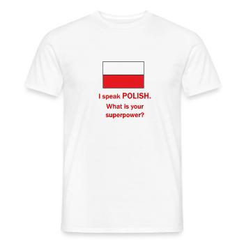 I speak polish - Men's T-Shirt - white - Front - AI Model Male 178 dark (178cm)