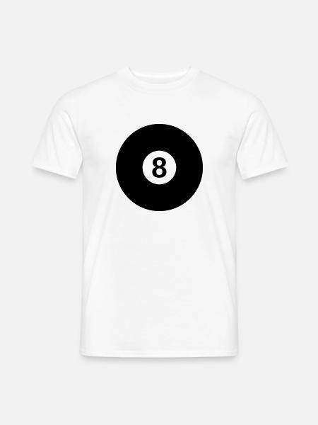 schwarze Billardkugel mit der Zahl 8 - Männer T-Shirt - Weiß