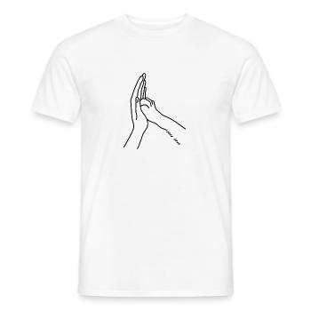 High Five with cat / dog. - Men's T-Shirt - white - Front - AI Model Male 178 dark (178cm)