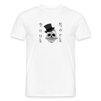 Punk rock tête de mort Skull - T-shirt homme - blanc - Devant - AI Model Male 178 dark (178cm)