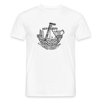 paddle boat sail boat rowboat sailboat37 - Men's T-Shirt - white - Front - AI Model Male 178 dark (178cm)
