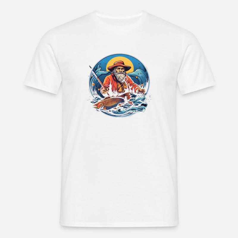 Fischfischer 2 - Männer T-Shirt - Weiß