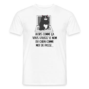 vous utilisez le nom du chien comme mot de passe - T-shirt homme - blanc - Devant - AI Model Male 178 dark (178cm)
